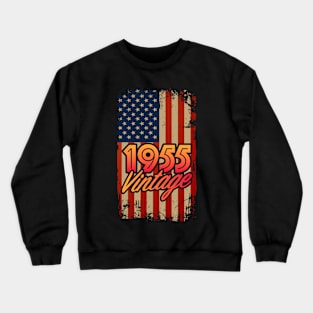 Vintage 1955 American Flag - 67 Year Old Birthday Crewneck Sweatshirt